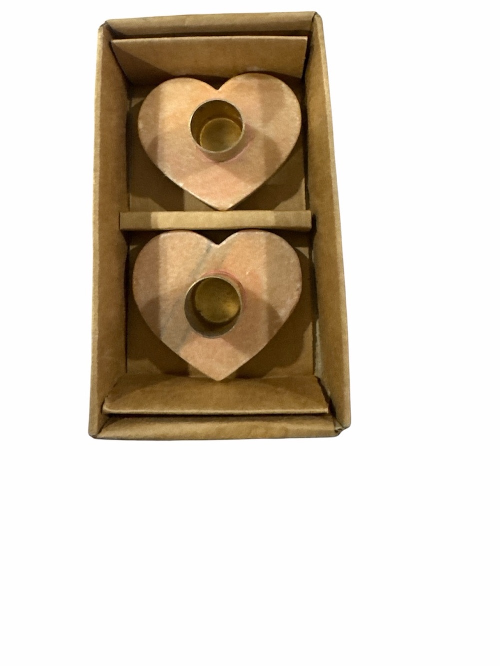 Heart-Shaped Copper Candle Holders (Set of 2)